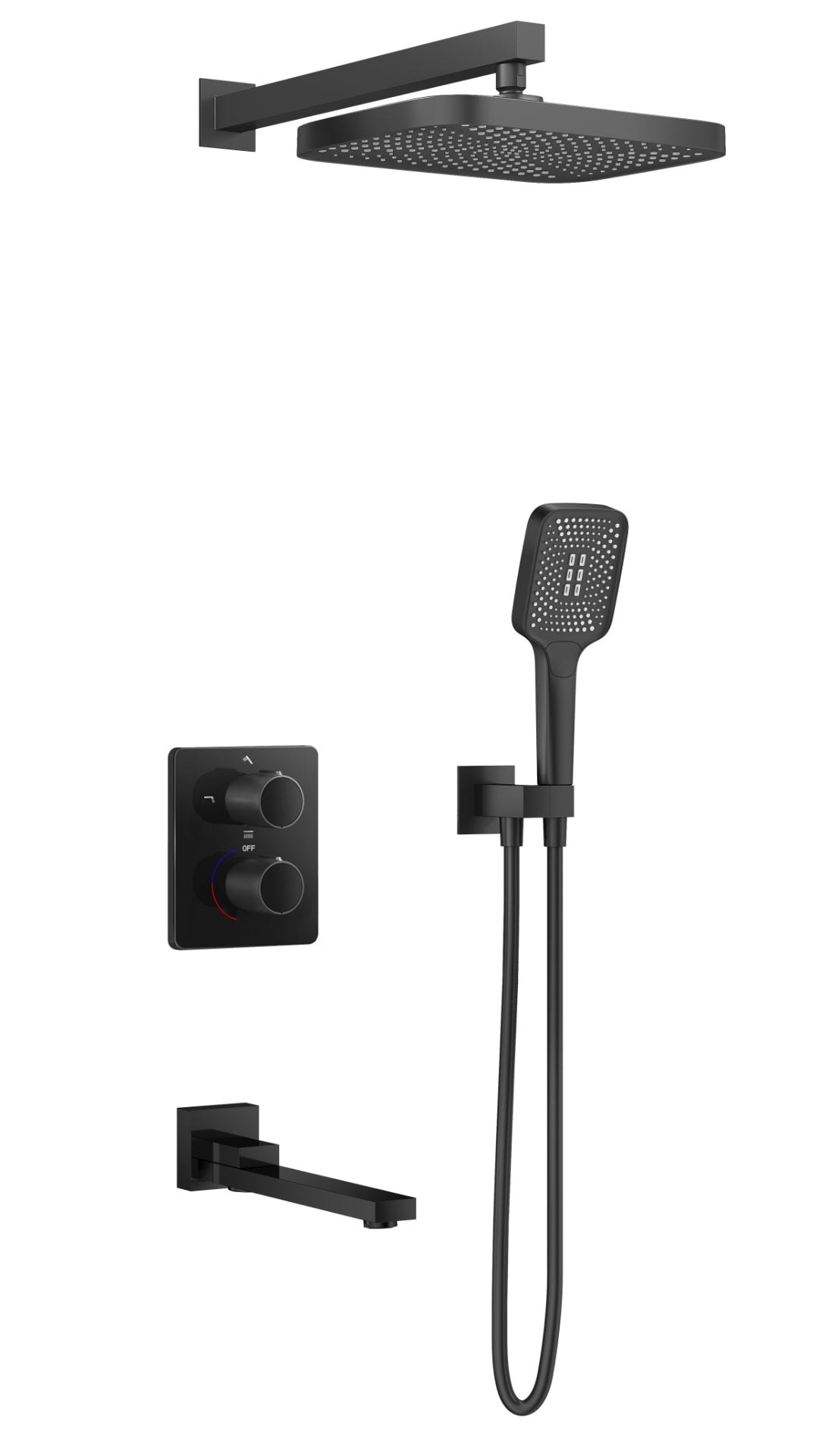 Premium Matte Black Concealed five ways Mixer set