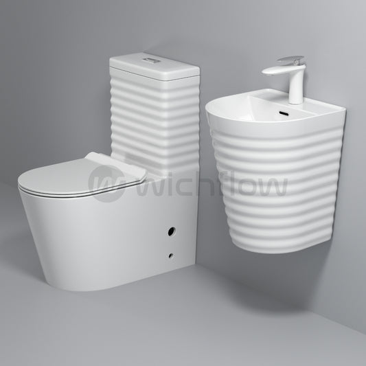 LYRA Rimless Ribbed Ultra Premium Close coupled WC and Monoblock Basin