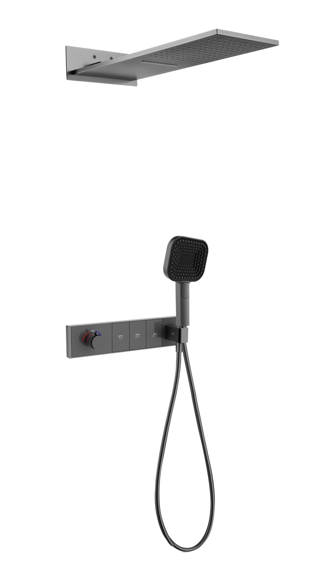 Three function Gun Metal Grey Thermostatic Shower