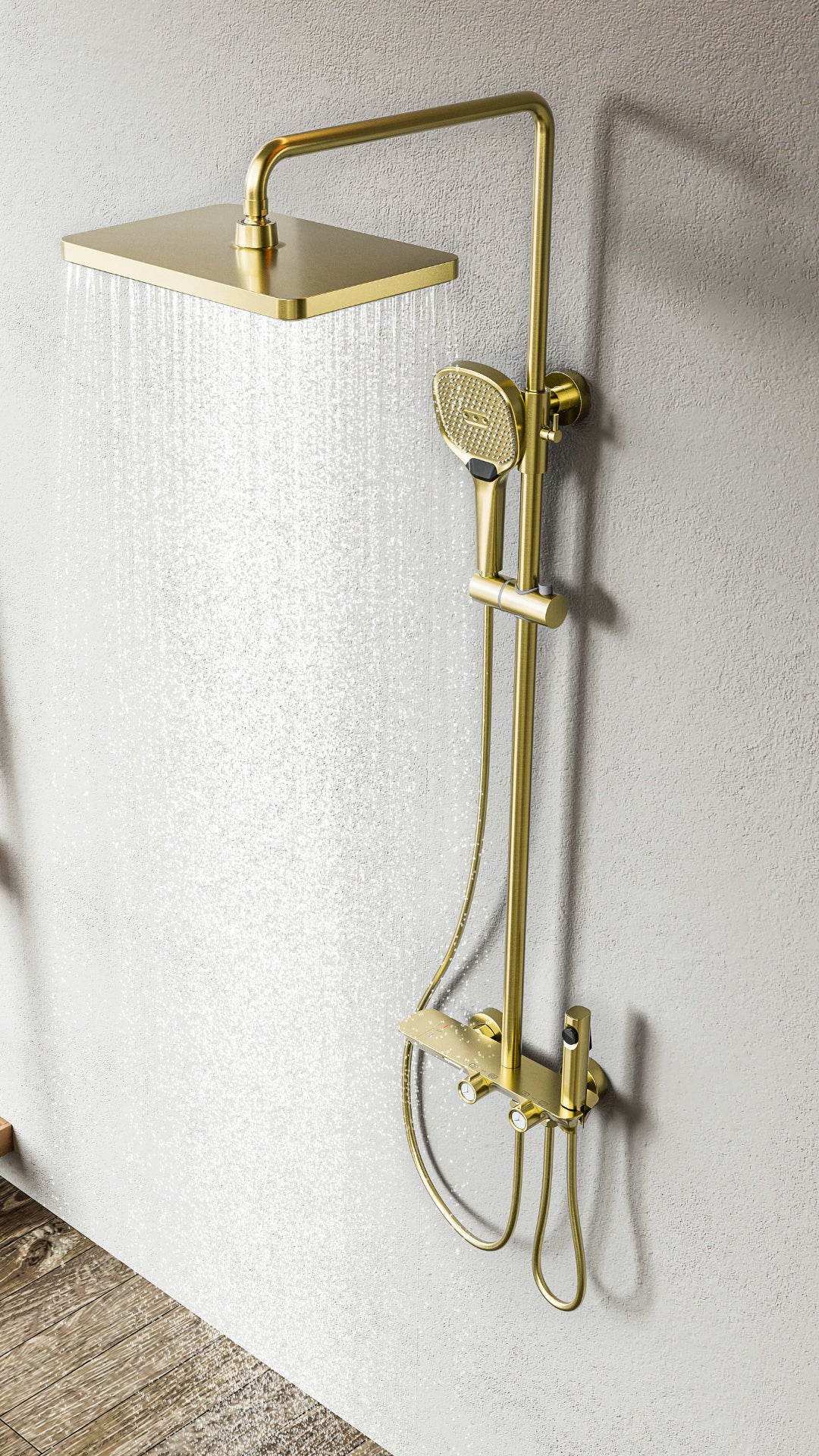 Brushed Gold four way Surface Shower Set