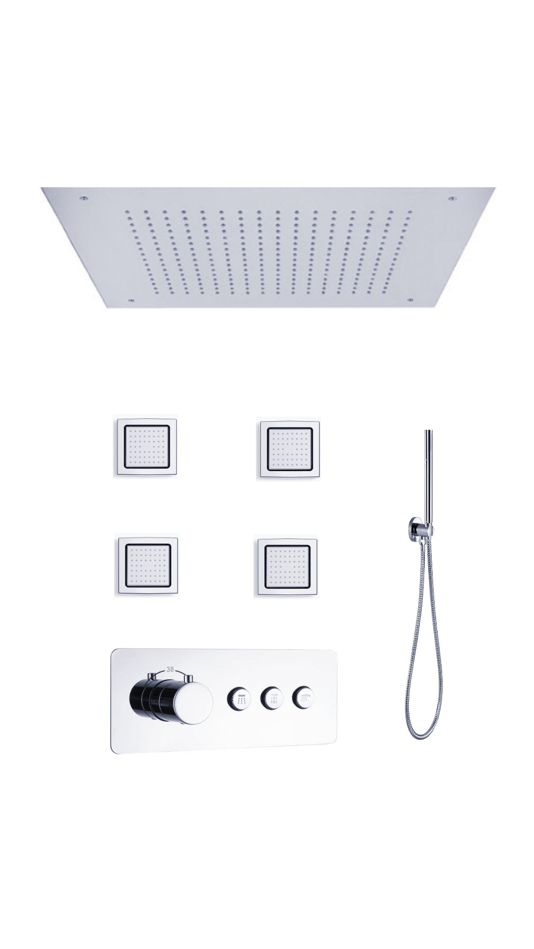Premium thermostatic Concealed five ways Rain Shower Set