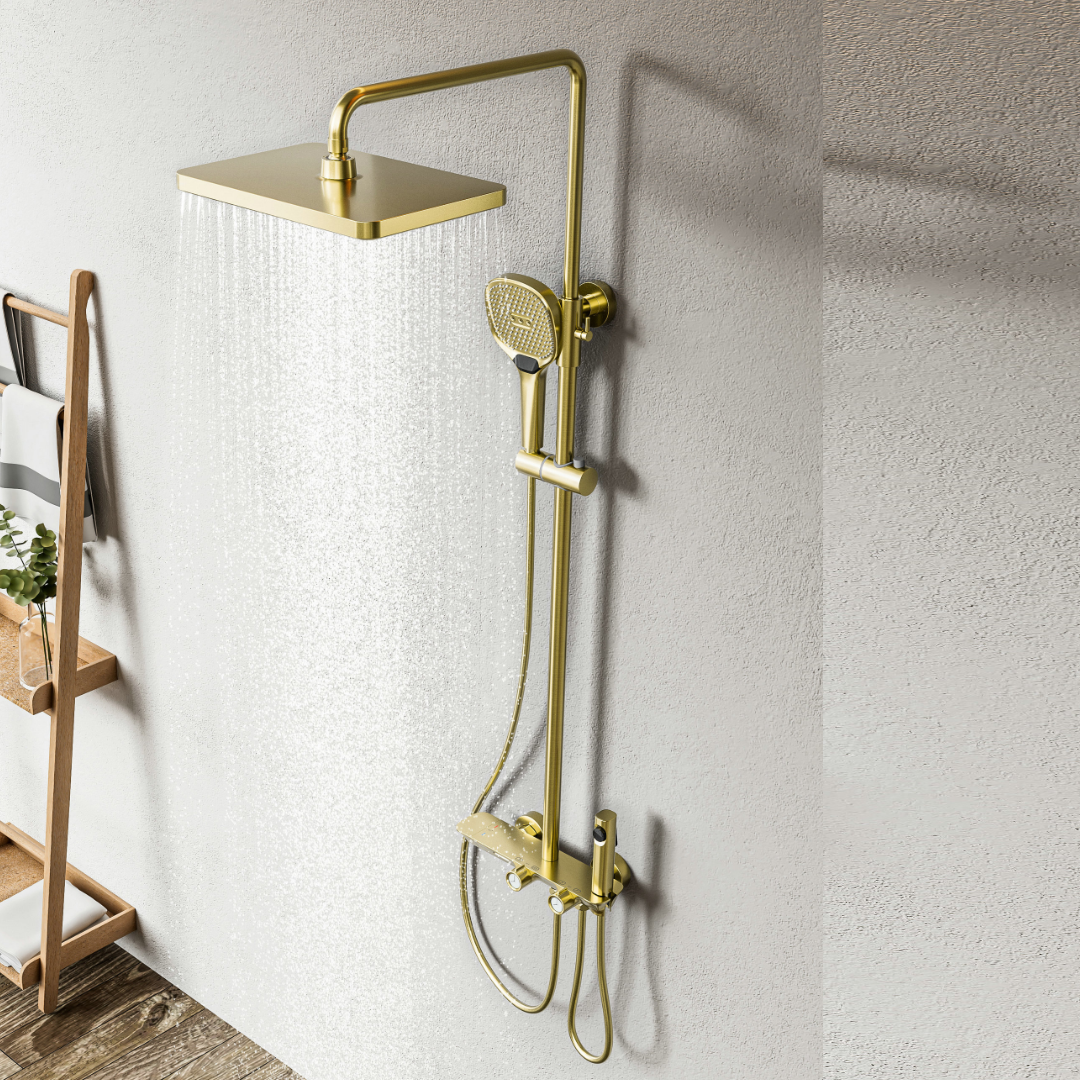 Brushed Gold four way Surface Shower Set