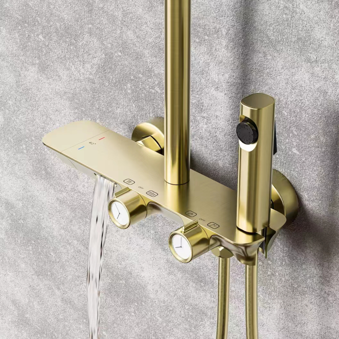 Brushed Gold four way Surface Shower Set