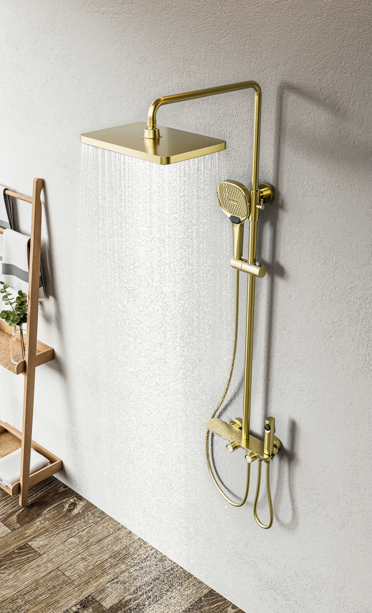 Brushed Gold four way Surface Shower Set