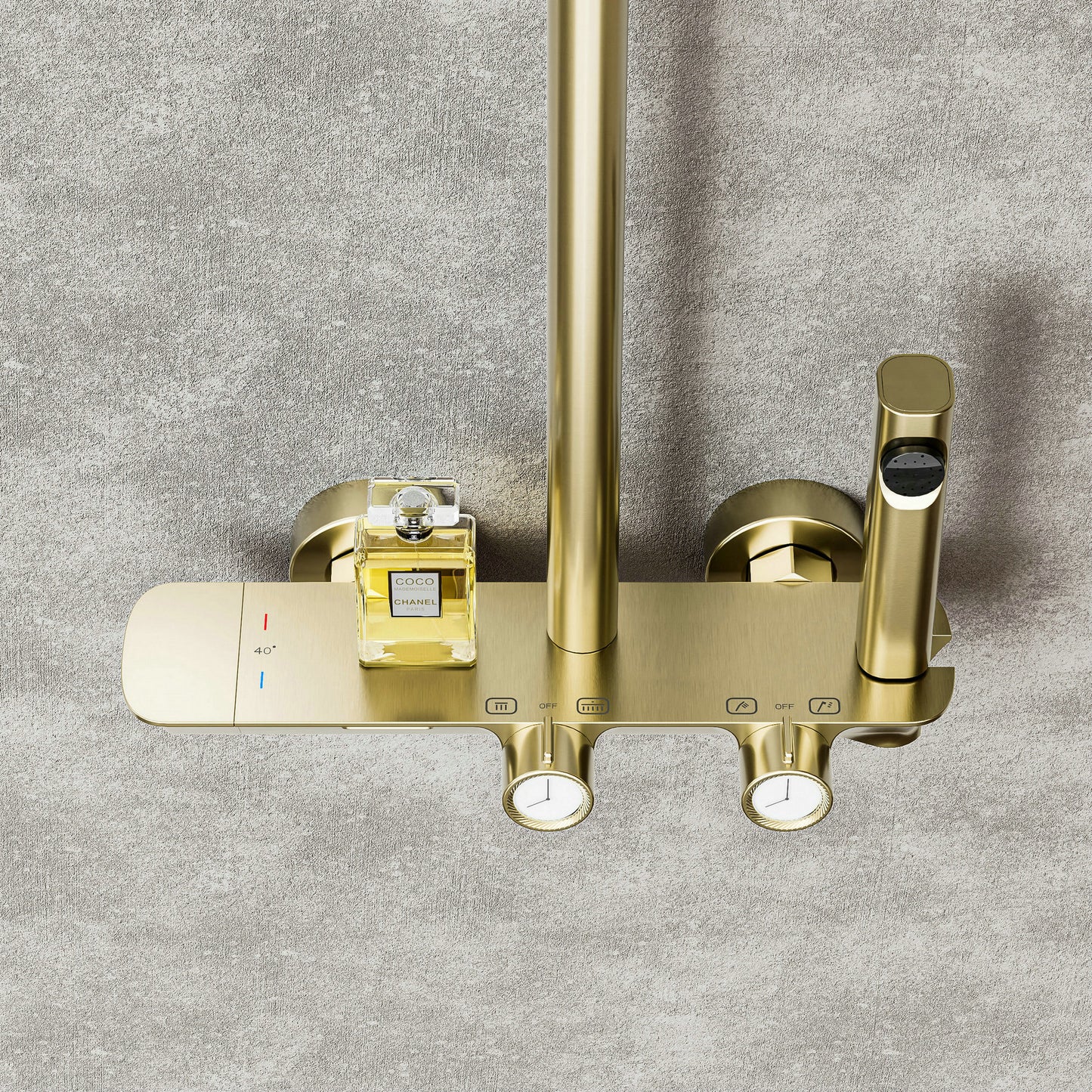 Brushed Gold four way Surface Shower Set