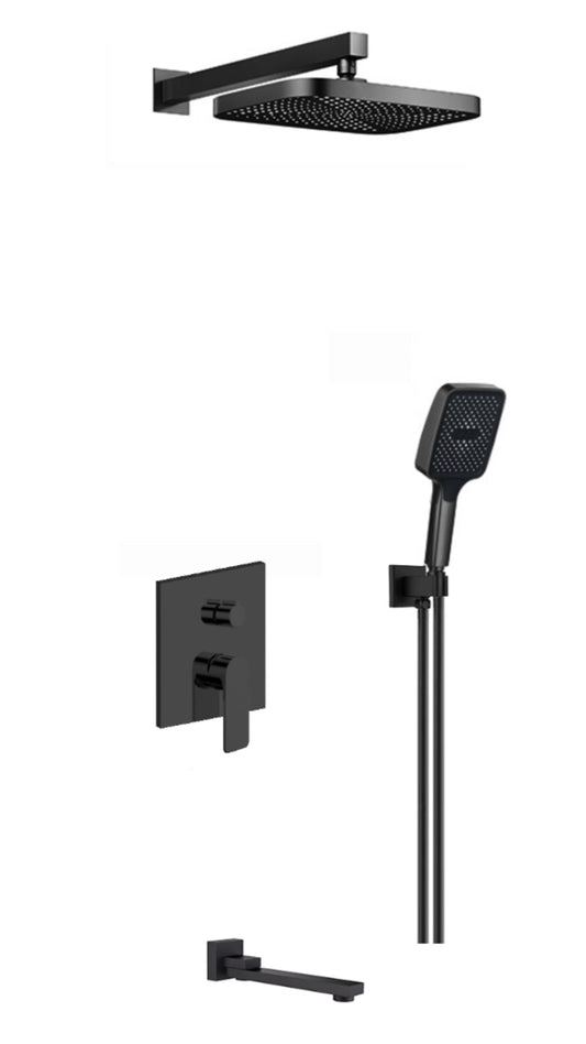 Alinda Pro Matte Black Concealed five ways Mixer set