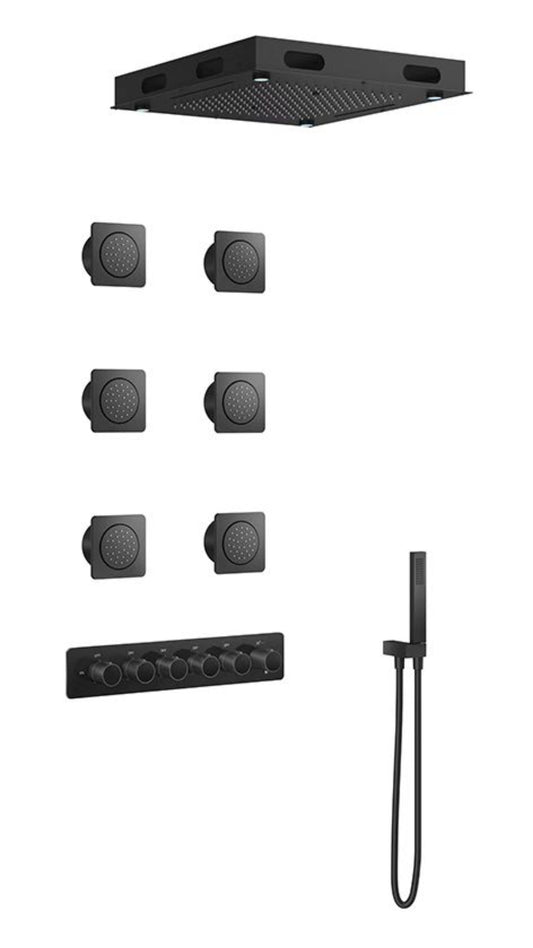 AU series Matte Black 5 function Thermostatic Shower