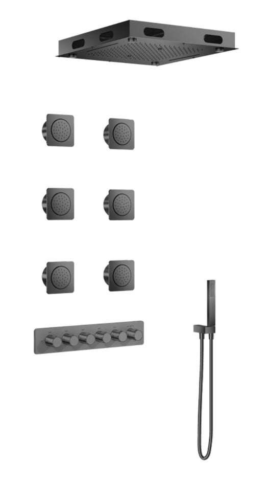 AU series  GUN METAL GREY 5 function Thermostatic Shower