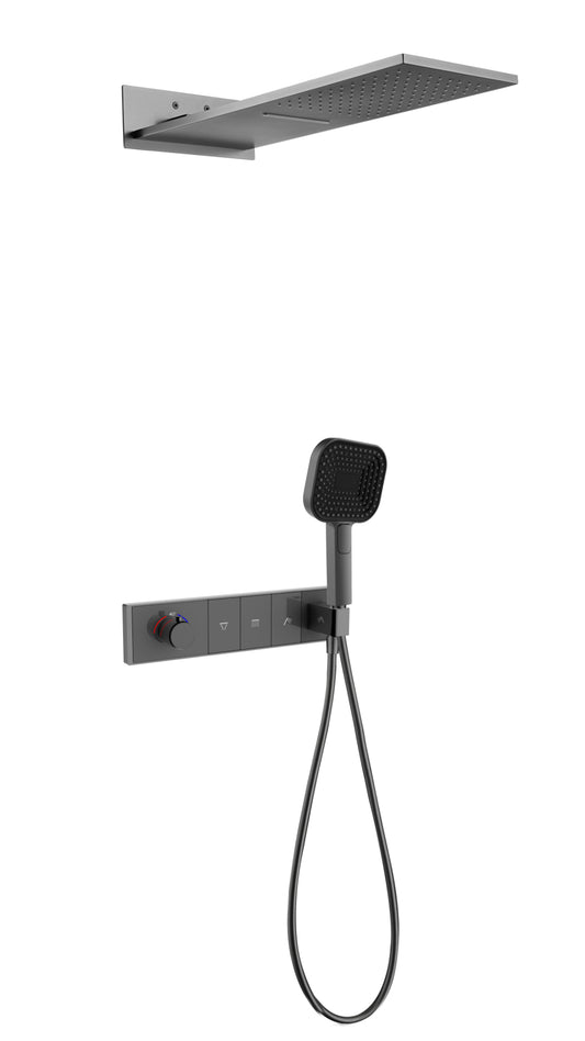 Three function Gun Metal Grey Thermostatic Shower