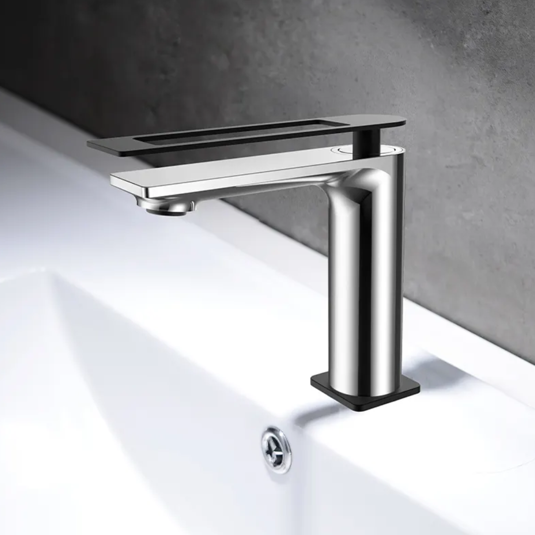 Vela Matte Black/chrome Basin Mixer tap