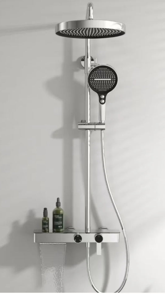 Three Function Chrome Shower Set with tempered glass