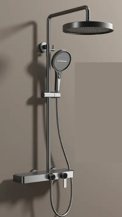 Three Function Gun Metal  grey Shower Set with tempered glass