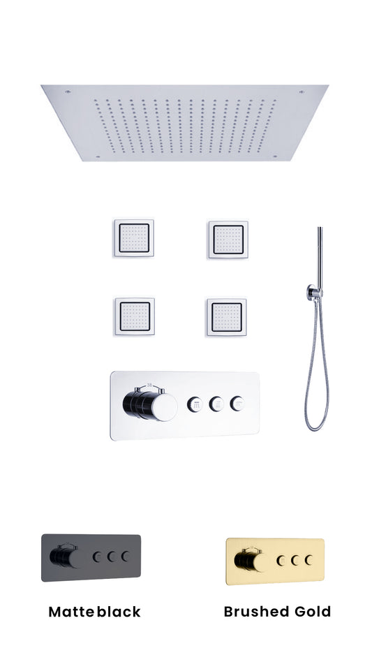 Premium thermostatic Concealed five ways Rain Shower Set