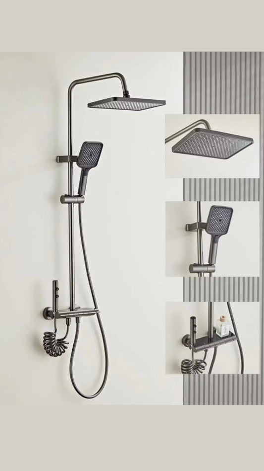 Four Function Gun Metal Grey Shower Set