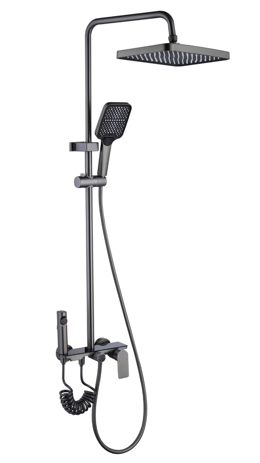 Four Function Gun Metal Grey Shower Set