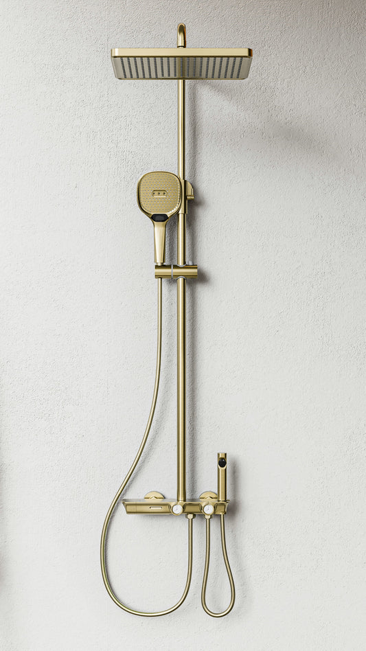 Brushed Gold four way Surface Shower Set