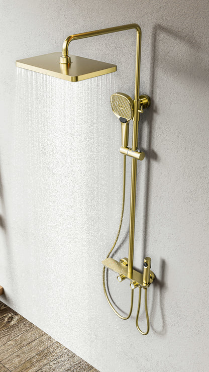 Brushed Gold four way Surface Shower Set