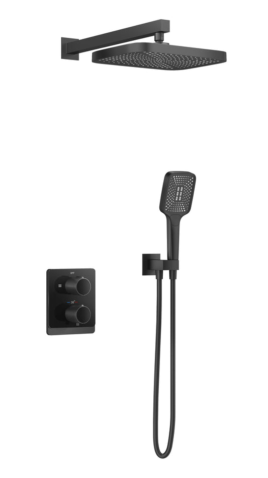Luna thermostatic Matte Black Concealed four ways Mixer set