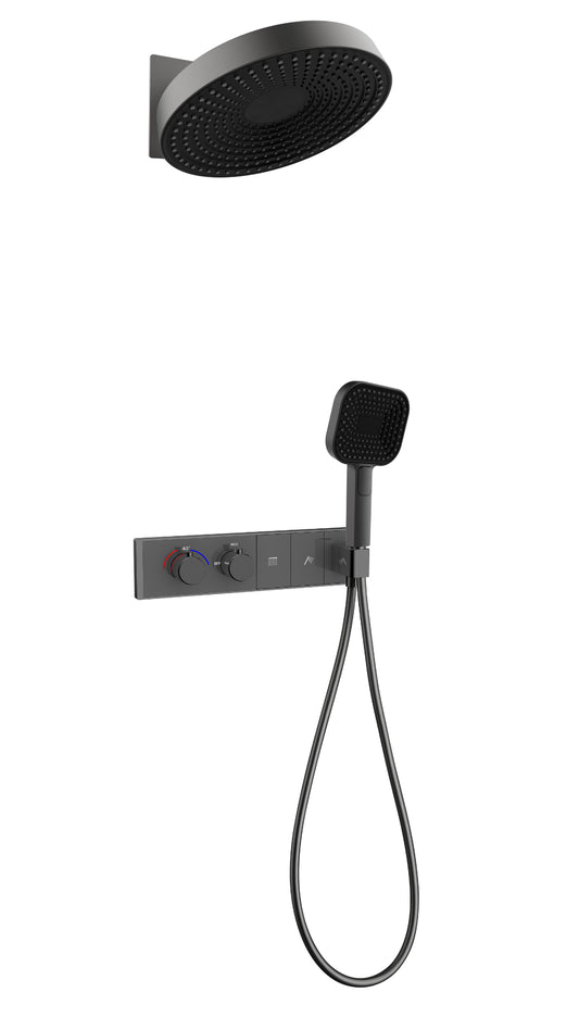 Three function Gun Metal Grey Thermostatic Shower