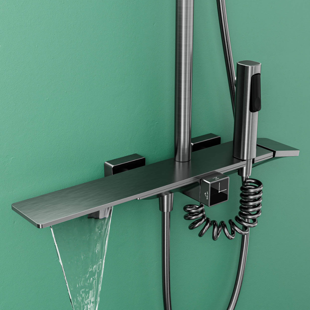 Four Function Gun Metal Grey Premium Shower Set