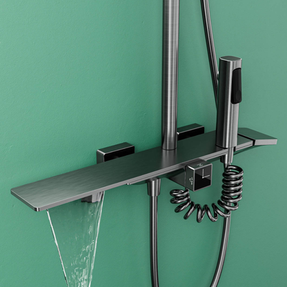 Four Function Gun Metal Grey Premium Shower Set