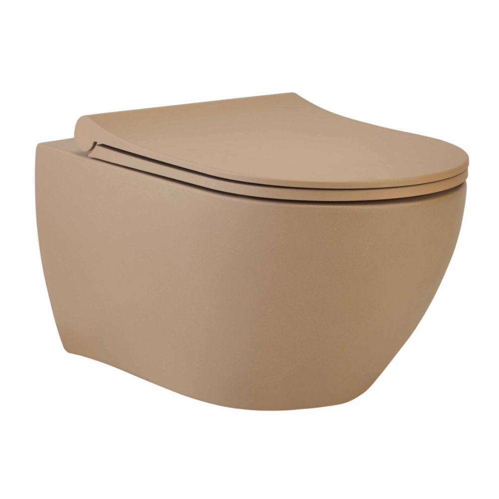 KNIDOS Latte Rimless Wall Hung with Soft close seat cover